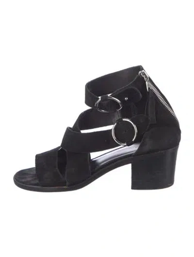Pre-owned Rag & Bone Suede Gladiator Sandals In Black