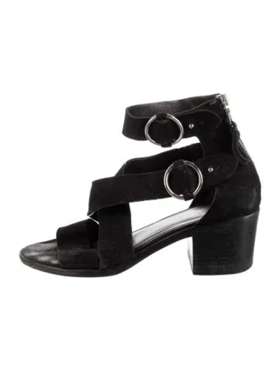 Pre-owned Rag & Bone Suede Gladiator Sandals In Black