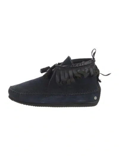 Pre-owned Rag & Bone Suede Lace Pattern Loafers In Blue