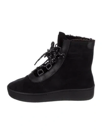 Pre-owned Rag & Bone Suede Lace-up Boots In Black