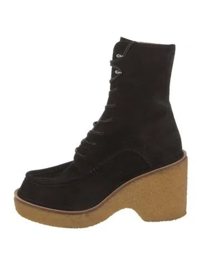 Pre-owned Rag & Bone Suede Lace-up Boots In Black