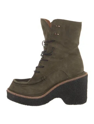 Pre-owned Rag & Bone Suede Lace-up Boots In Green