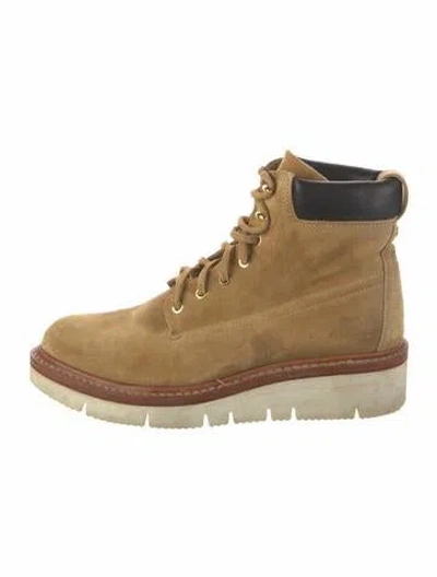 Pre-owned Rag & Bone Suede Lace-up Boots In Neutral