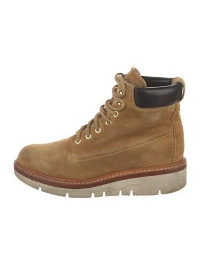Pre-owned Rag & Bone Suede Lace-up Boots In Neutral