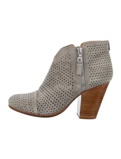Pre-owned Rag & Bone Suede Lasercut Accents Boots In Gray