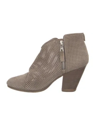 Pre-owned Rag & Bone Suede Lasercut Accents Boots In Gray
