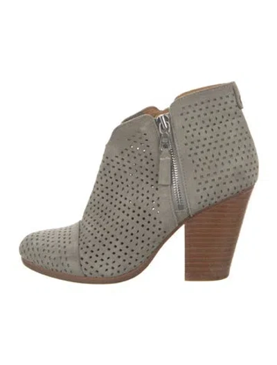 Pre-owned Rag & Bone Suede Lasercut Accents Boots In Gray