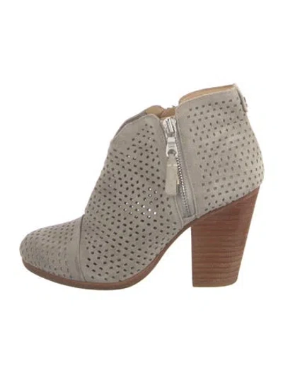Pre-owned Rag & Bone Suede Lasercut Accents Boots In Gray
