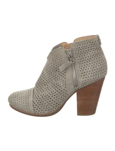 Pre-owned Rag & Bone Suede Lasercut Accents Boots In Neutral
