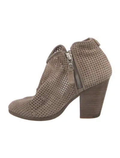Pre-owned Rag & Bone Suede Lasercut Accents Boots In Neutral