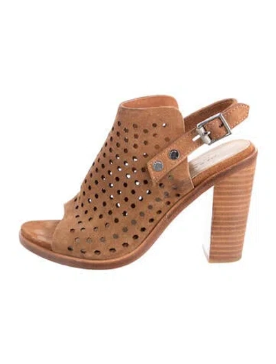 Pre-owned Rag & Bone Suede Lasercut Accents Sandals In Brown