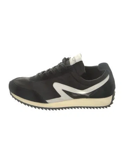 Pre-owned Rag & Bone Suede Leather Trim Embellishment Athletic Sneakers In Black