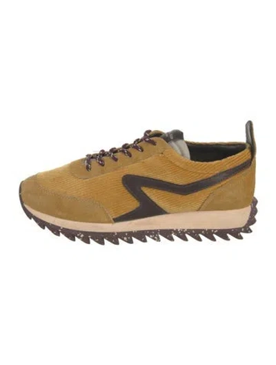 Pre-owned Rag & Bone Suede Leather Trim Embellishment Athletic Sneakers In Yellow