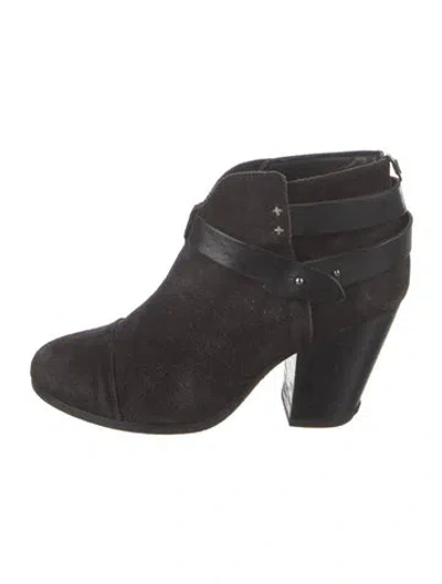 Pre-owned Rag & Bone Suede Leather Trim Embellishment Boots In Black