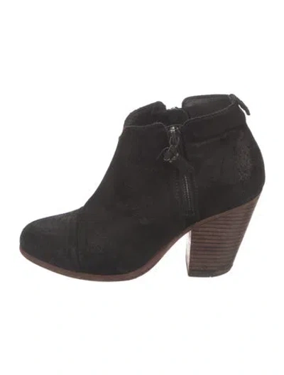 Pre-owned Rag & Bone Suede Leather Trim Embellishment Boots In Black