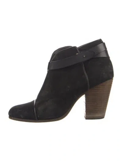 Pre-owned Rag & Bone Suede Leather Trim Embellishment Boots In Black