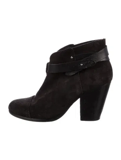 Pre-owned Rag & Bone Suede Leather Trim Embellishment Boots In Black