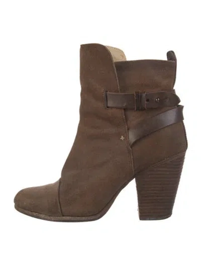 Pre-owned Rag & Bone Suede Leather Trim Embellishment Boots In Brown