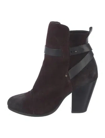 Pre-owned Rag & Bone Suede Leather Trim Embellishment Boots In Brown