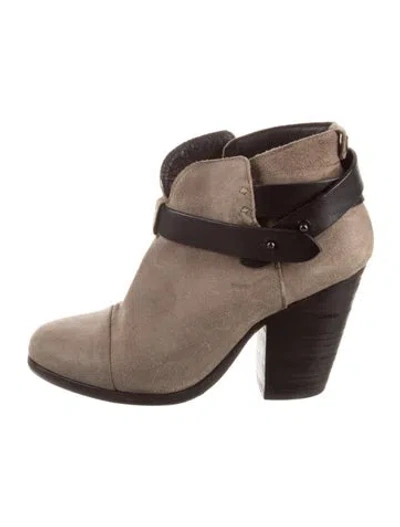 Pre-owned Rag & Bone Suede Leather Trim Embellishment Boots In Brown