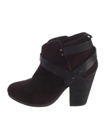 Pre-owned Rag & Bone Suede Leather Trim Embellishment Boots In Brown