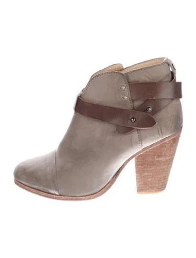 Pre-owned Rag & Bone Suede Leather Trim Embellishment Boots In Grey