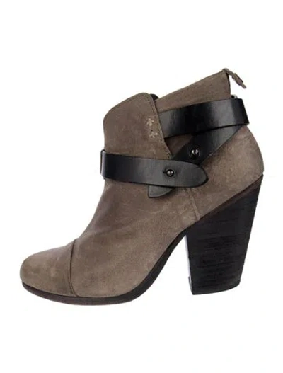 Pre-owned Rag & Bone Suede Leather Trim Embellishment Boots In Grey