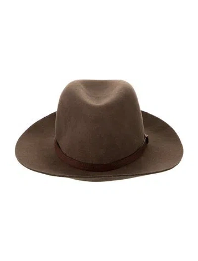 Pre-owned Rag & Bone Suede Leather Trim Hat In Brown