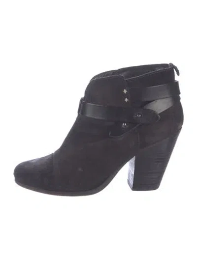 Pre-owned Rag & Bone Suede Moto Boots In Black