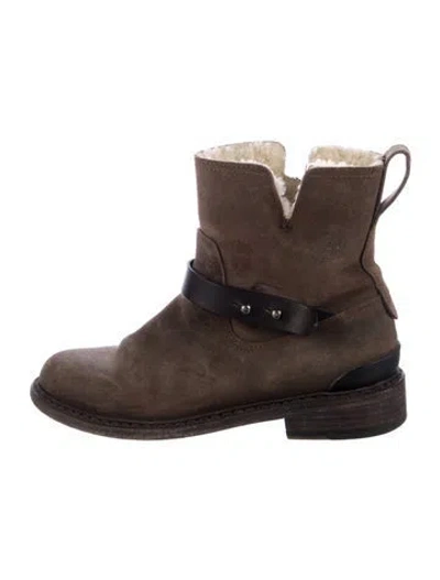 Pre-owned Rag & Bone Suede Moto Boots In Brown