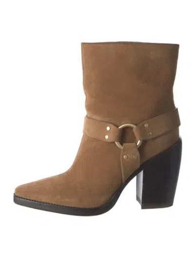 Pre-owned Rag & Bone Suede Moto Boots In Brown