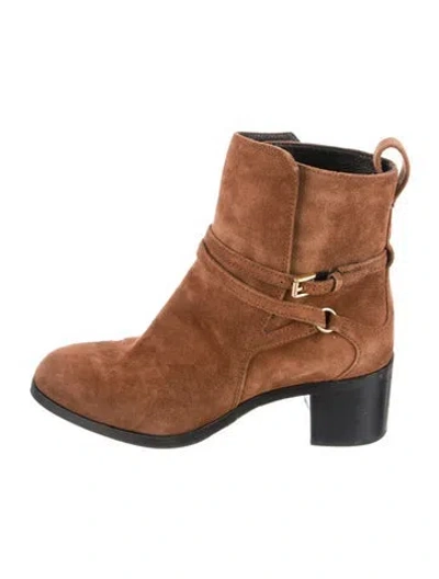 Pre-owned Rag & Bone Suede Moto Boots In Brown