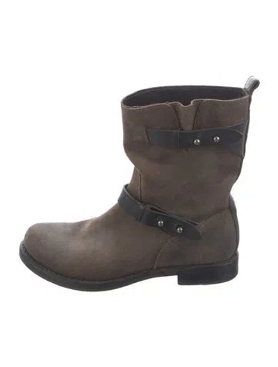 Pre-owned Rag & Bone Suede Moto Boots In Brown