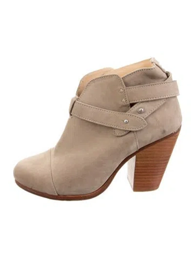 Pre-owned Rag & Bone Suede Moto Boots In Grey