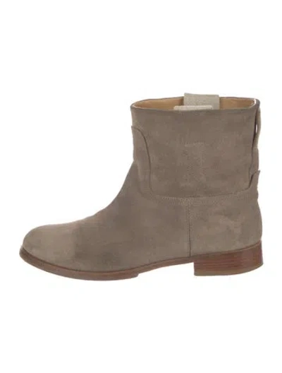 Pre-owned Rag & Bone Suede Moto Boots In Neutral