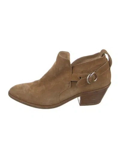 Pre-owned Rag & Bone Suede Moto Boots In Neutral