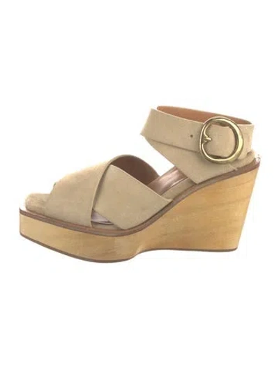 Pre-owned Rag & Bone Suede Mules In Neutral