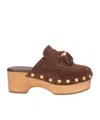 Rag & Bone Suede Platform Clogs In Brown