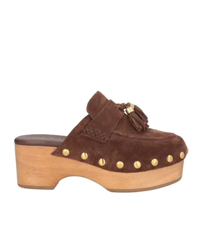 Rag & Bone Suede Platform Clogs In Brown