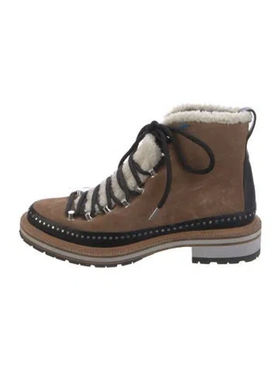 Pre-owned Rag & Bone Suede Printed Wedge Sneakers In Brown