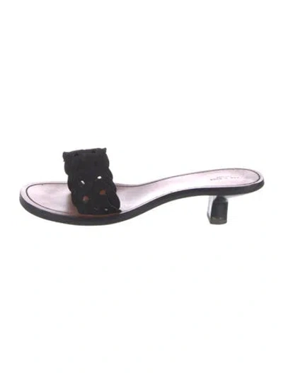 Pre-owned Rag & Bone Suede Slides In Black