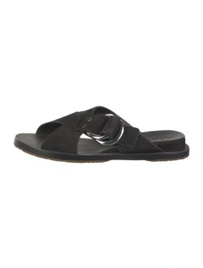 Pre-owned Rag & Bone Suede Slides In Black