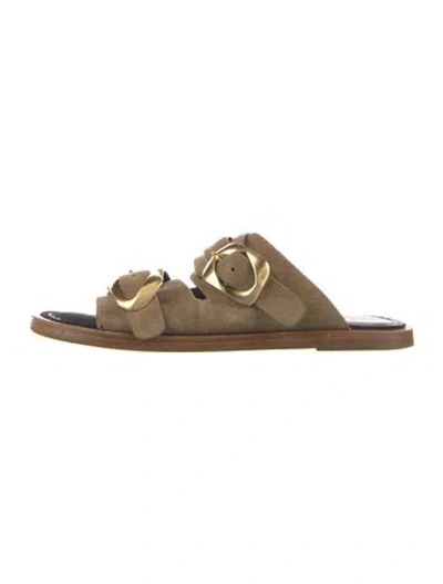 Pre-owned Rag & Bone Suede Slides In Neutral