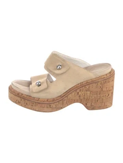 Pre-owned Rag & Bone Suede Slides In Neutral