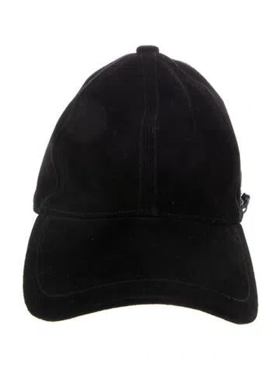 Pre-owned Rag & Bone Suede Solid Baseball Hat In Black