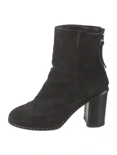 Pre-owned Rag & Bone Suede Studded Accents Boots In Black