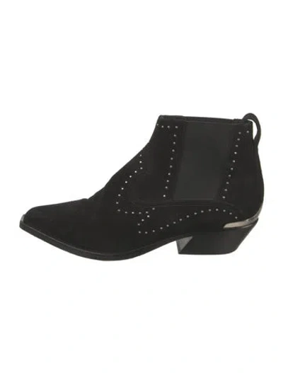 Pre-owned Rag & Bone Suede Studded Accents Boots In Black
