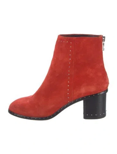 Pre-owned Rag & Bone Suede Studded Accents Boots In Red