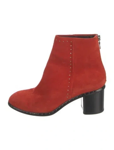 Pre-owned Rag & Bone Suede Studded Accents Boots In Red