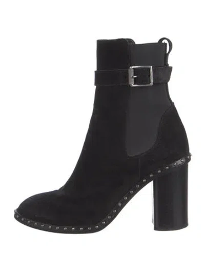Pre-owned Rag & Bone Suede Studded Accents Chelsea Boots In Black